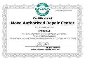 Сертификат сервисного центра MOXA