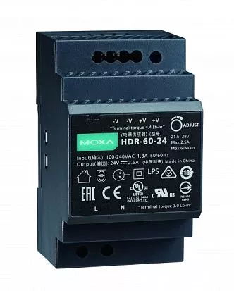MOXA HDR-60-24 (Moxa): Блок питания для монтажа на DIN-Rail, 24В